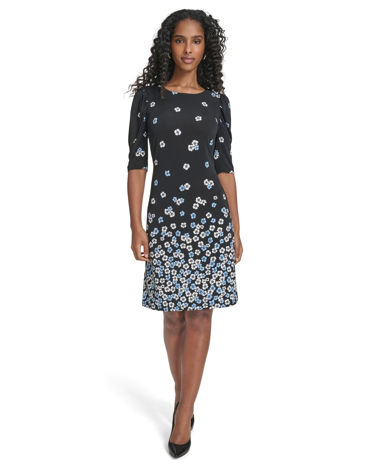 Women's Floral Print Crewneck Shift Dress