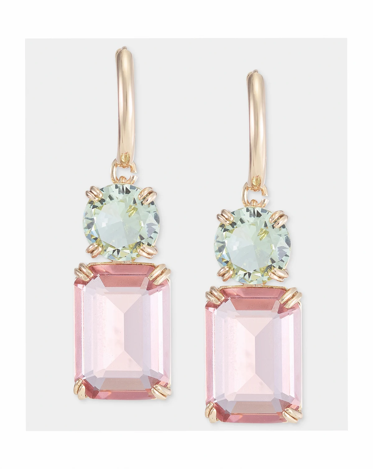 Gold-Tone Glass Stone Mixed Cut Drop Earrings