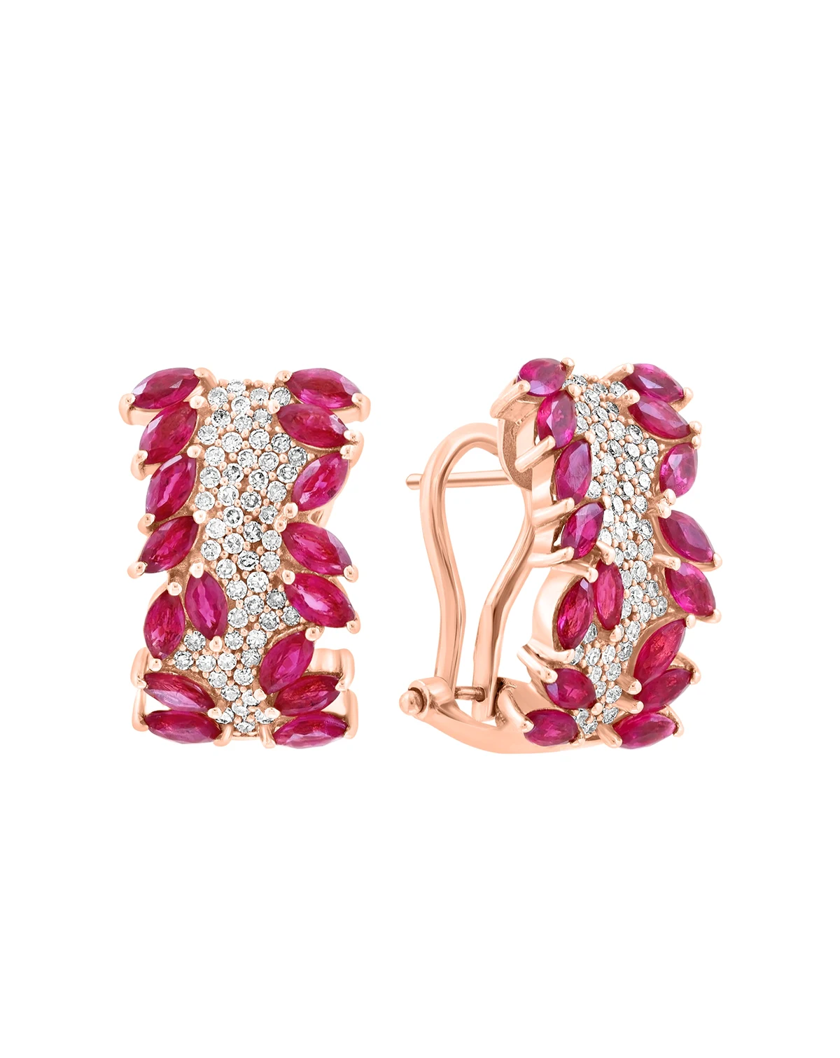 EFFY® Ruby (3-5/8 ct. t.w.) and Diamond (1/2 ct. t.w.) Earrings in 14k Rose Gold