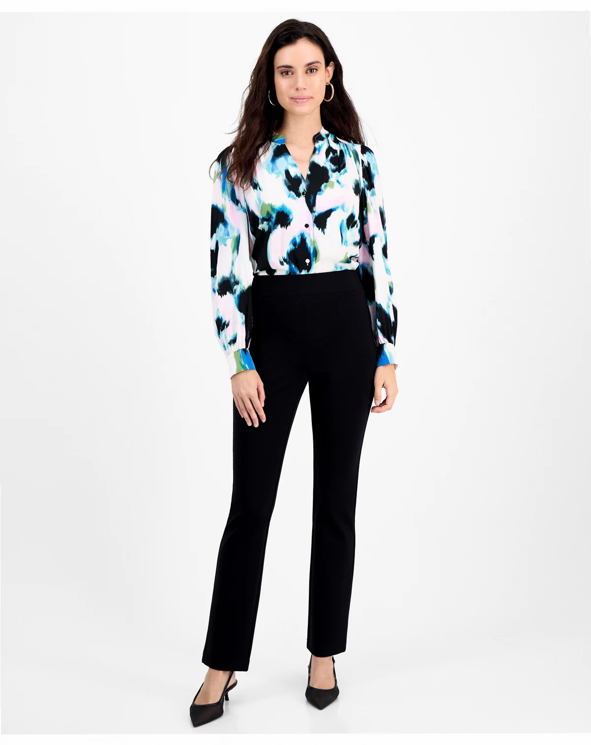 Petite High-Rise Slim Straight-Leg Pants, Macy's Exclusive