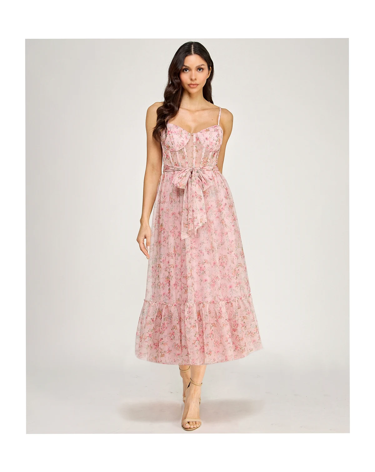 Juniors' Floral Glitter Midi Dress