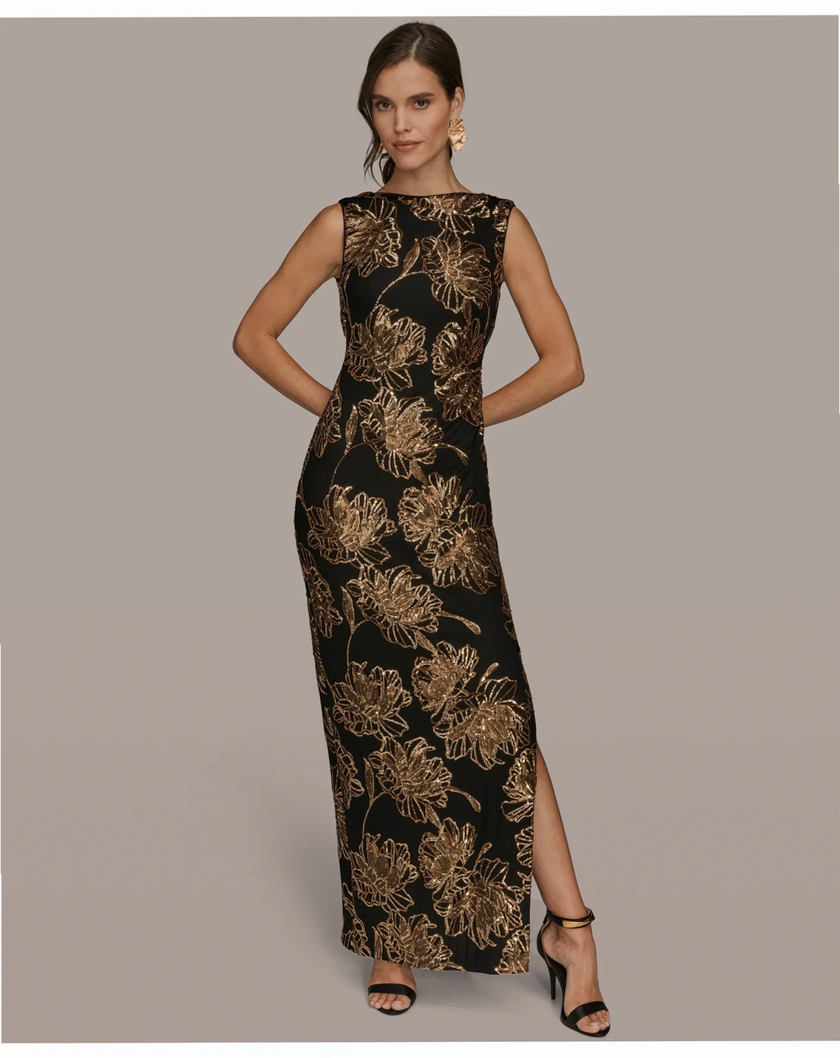 Women's Embellished Crew Neck Maxi Dress