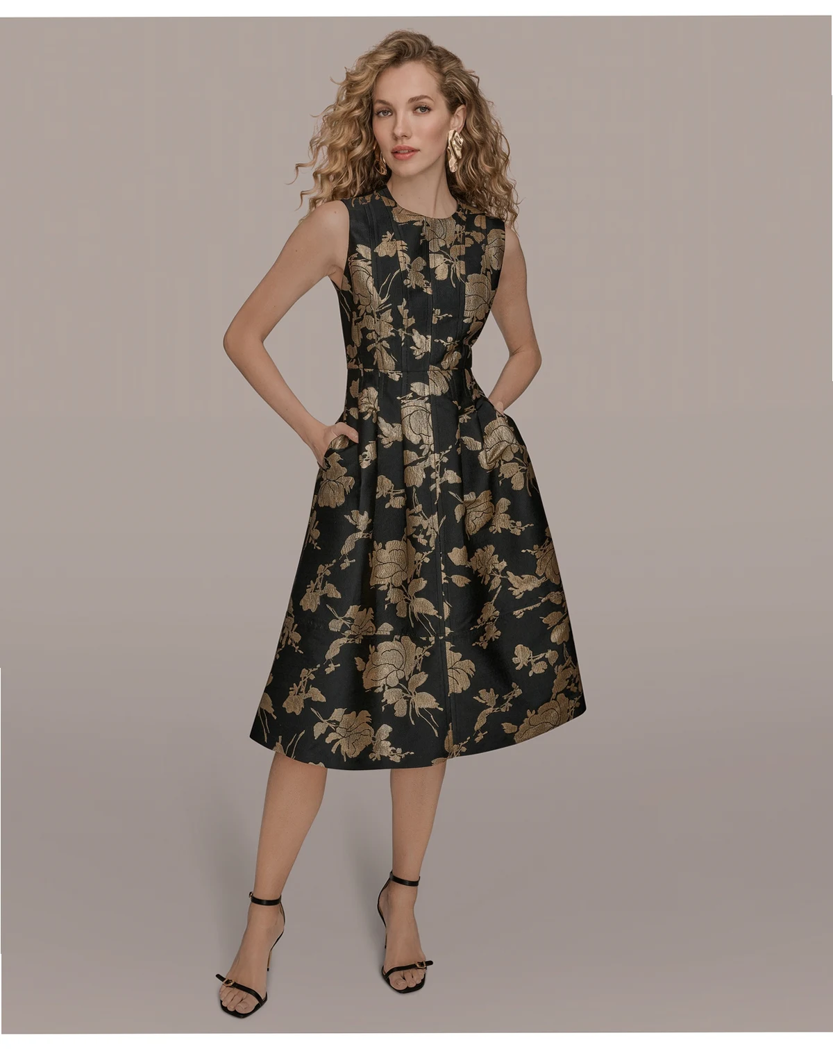 Women's Jacquard Fit and Flare Dress
