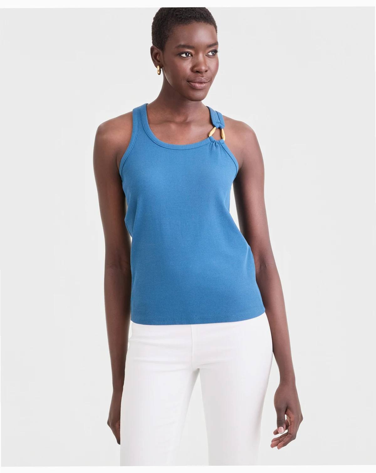Women's Rib Knit Hardware-Trim Tank Top, Exclusively at Macy's