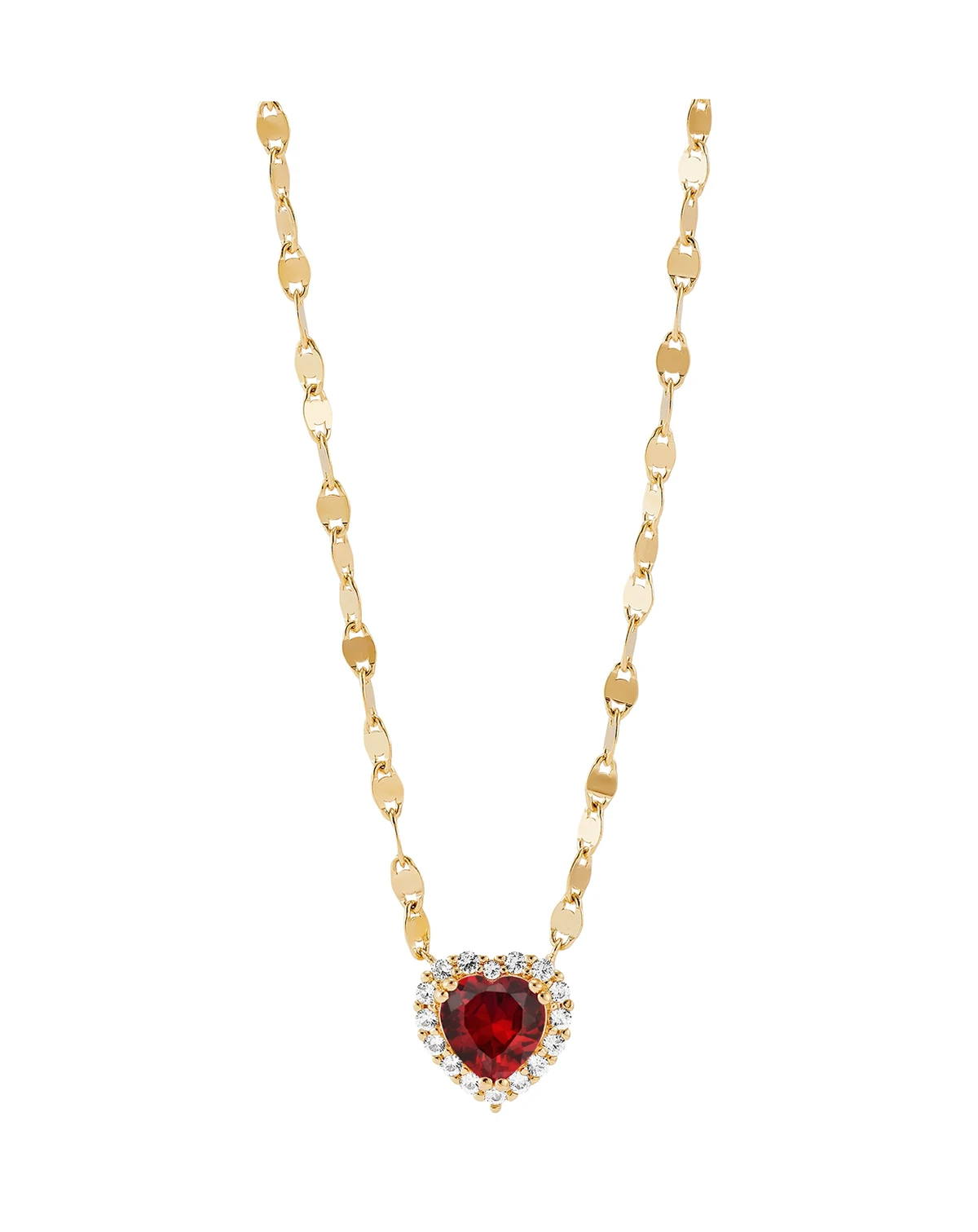 Lab-Grown Pink Sapphire (1-1/2 ct. t.w.) & Lab-Grown White Sapphire (1/4 ct. t.w.) Heart Pendant Necklace in 14k Gold-Plated Sterling Silver, 16" + 2" extender (Also in Lab-Grown Ruby)