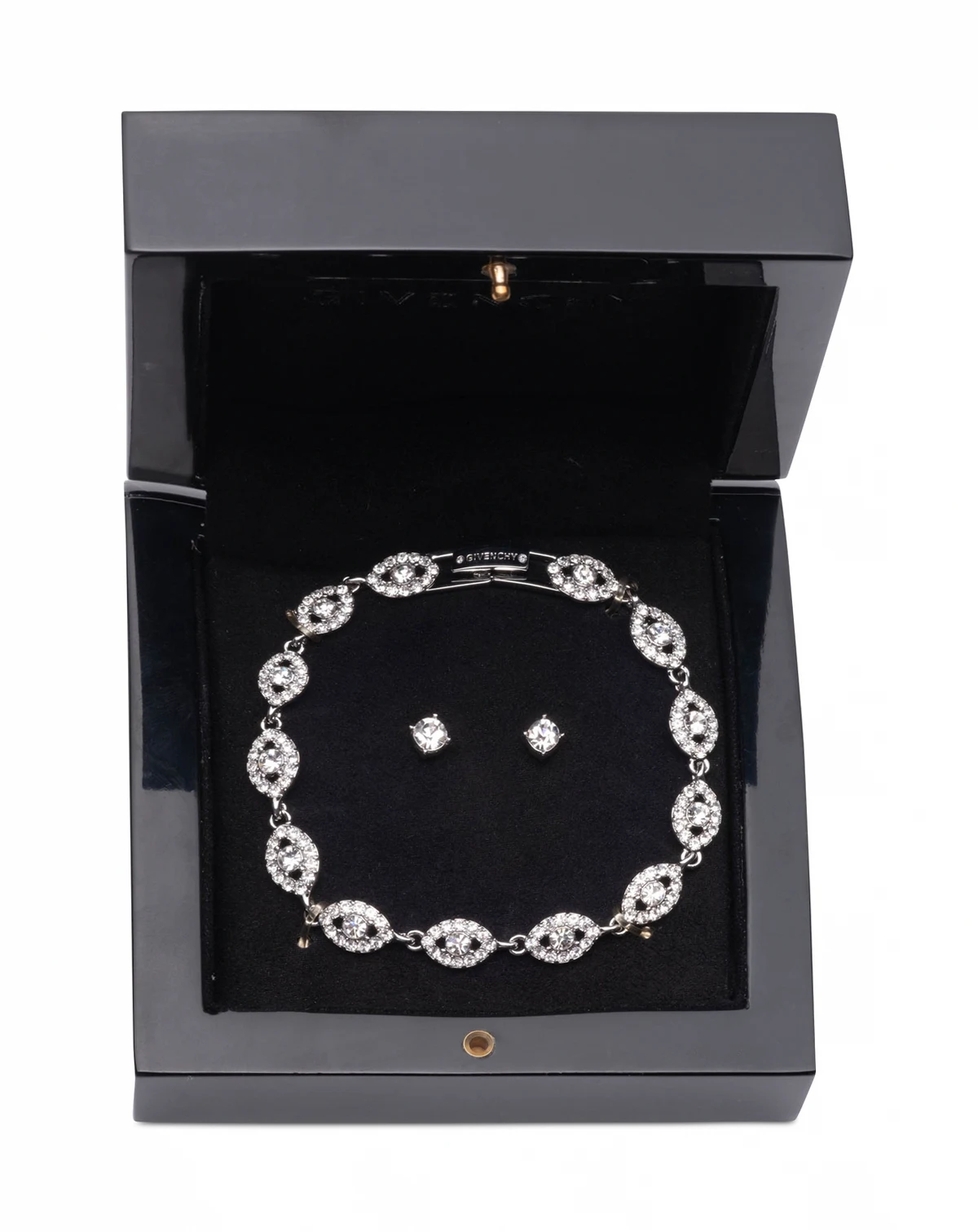2-Pc. Set Stone & Crystal Link Bracelet & Crystal Stud Earrings