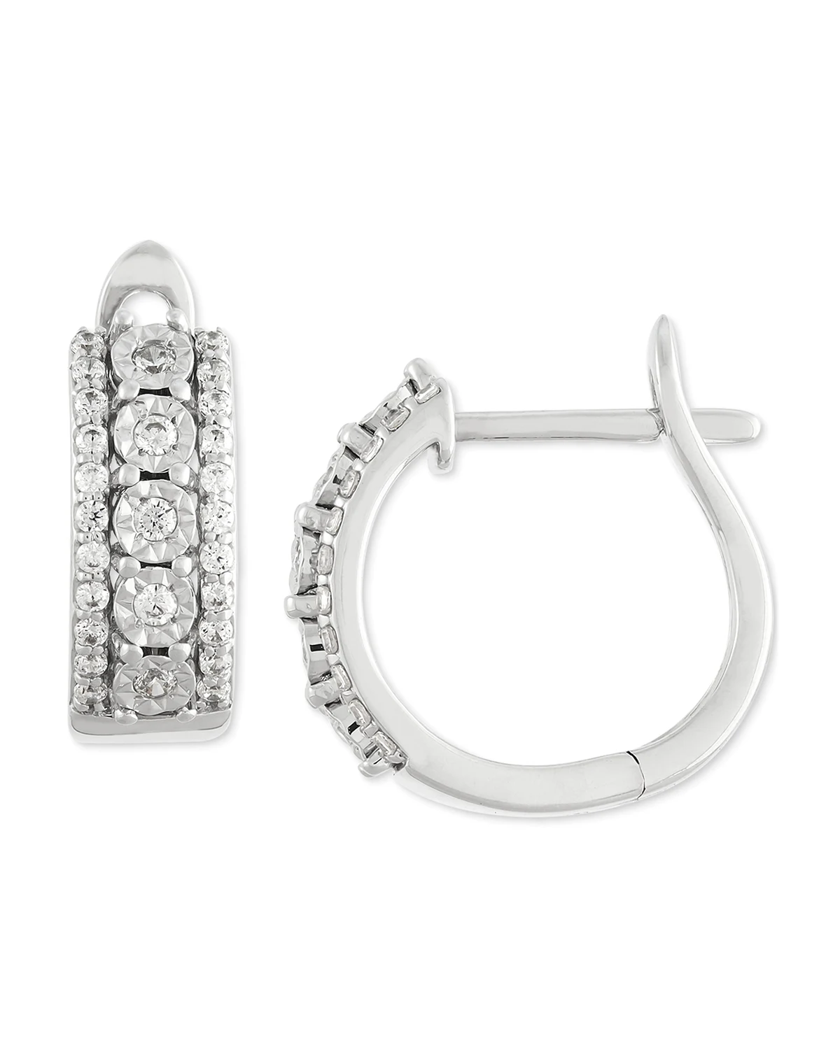 Lab Grown Diamond Huggie Hoop Earrings (1/3 ct. t.w.) in Sterling Silver, 0.56"