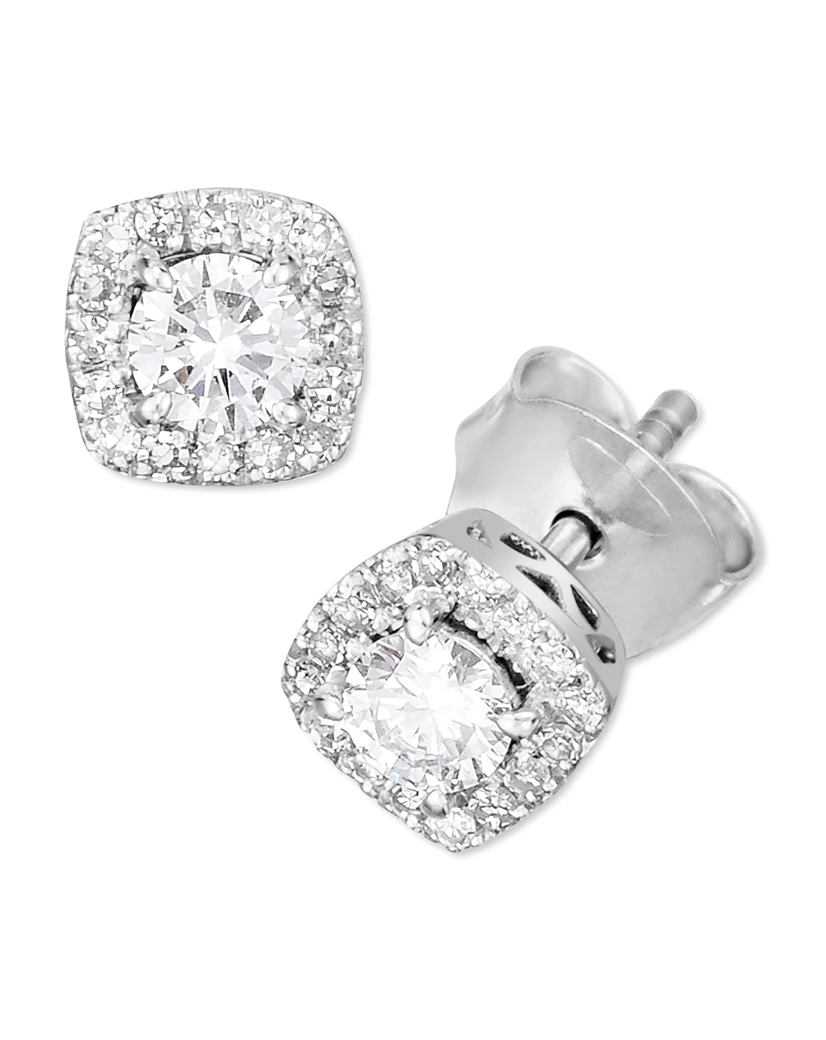 Lab-Created Diamond Halo Stud Earrings (1/2 ct. t.w.) in Sterling Silver or 14K Gold-Plated Sterling Silver