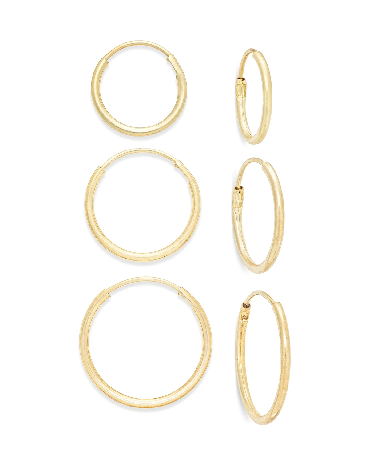 3-Pc. Set Small Endless Hoop Earrings in 10k Gold