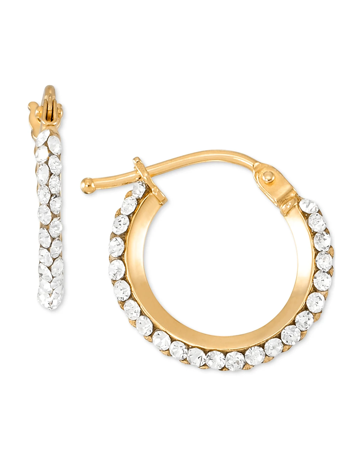 Crystal Hoop Earrings in 10k Yellow Gold