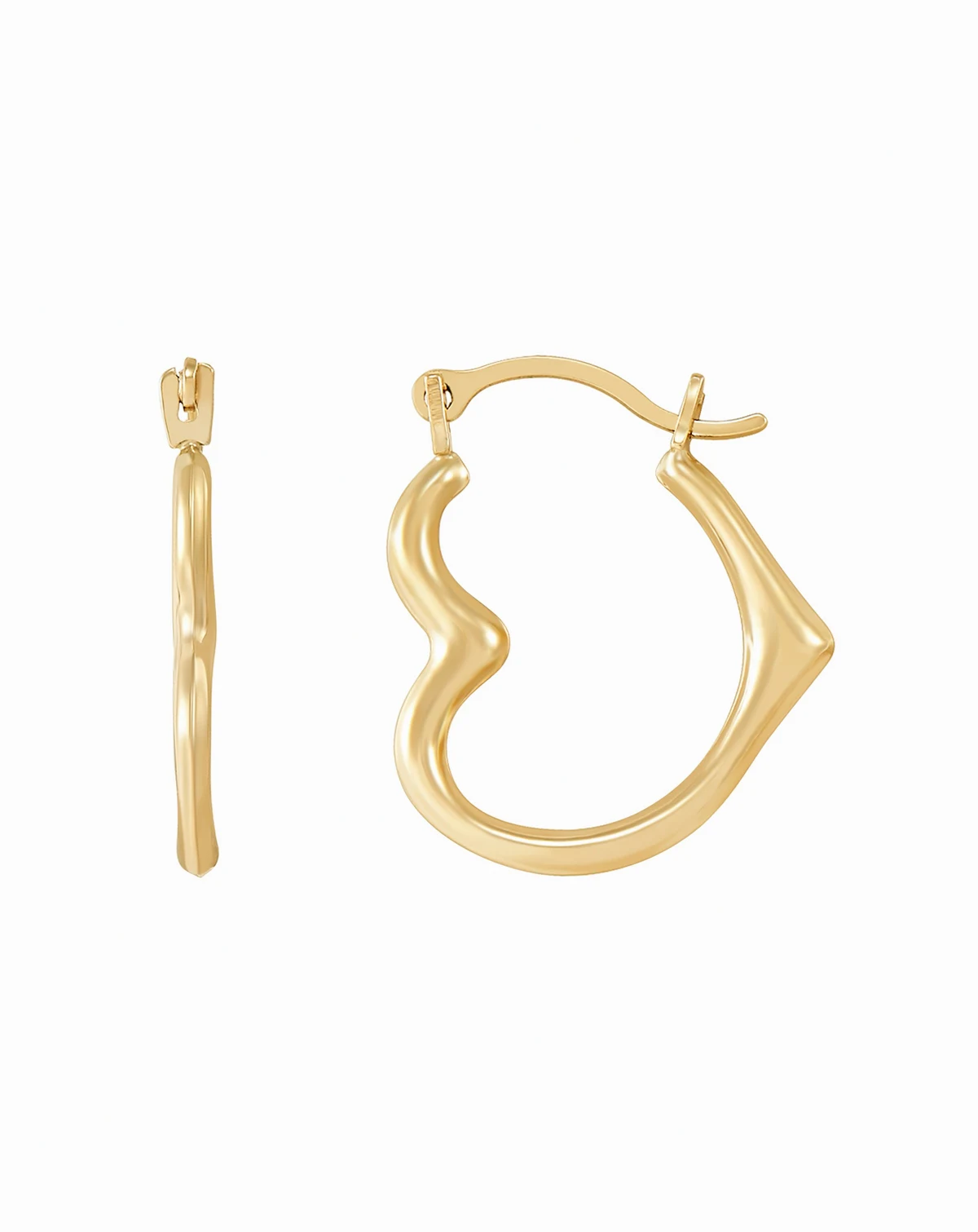 Heart Hoop Earrings in 14k Yellow Gold