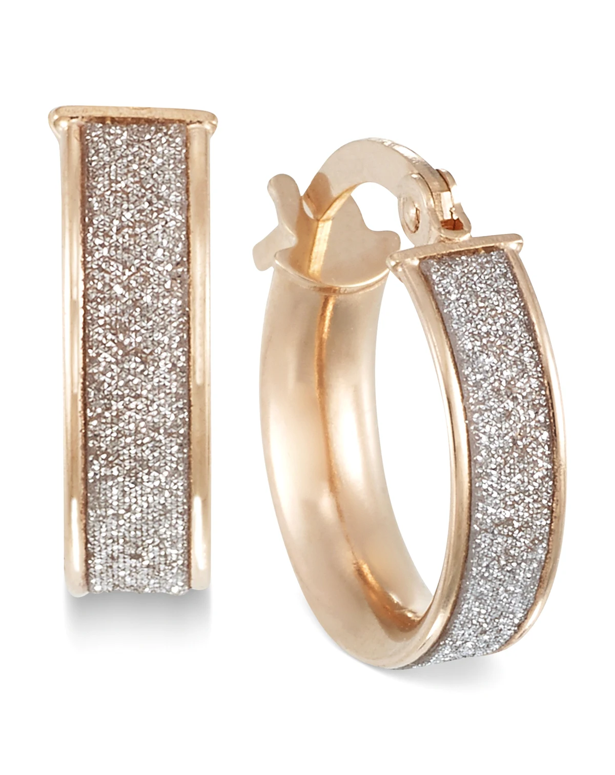 Glitter Hoop Earrings in 14k Rose Gold, White Gold or Gold