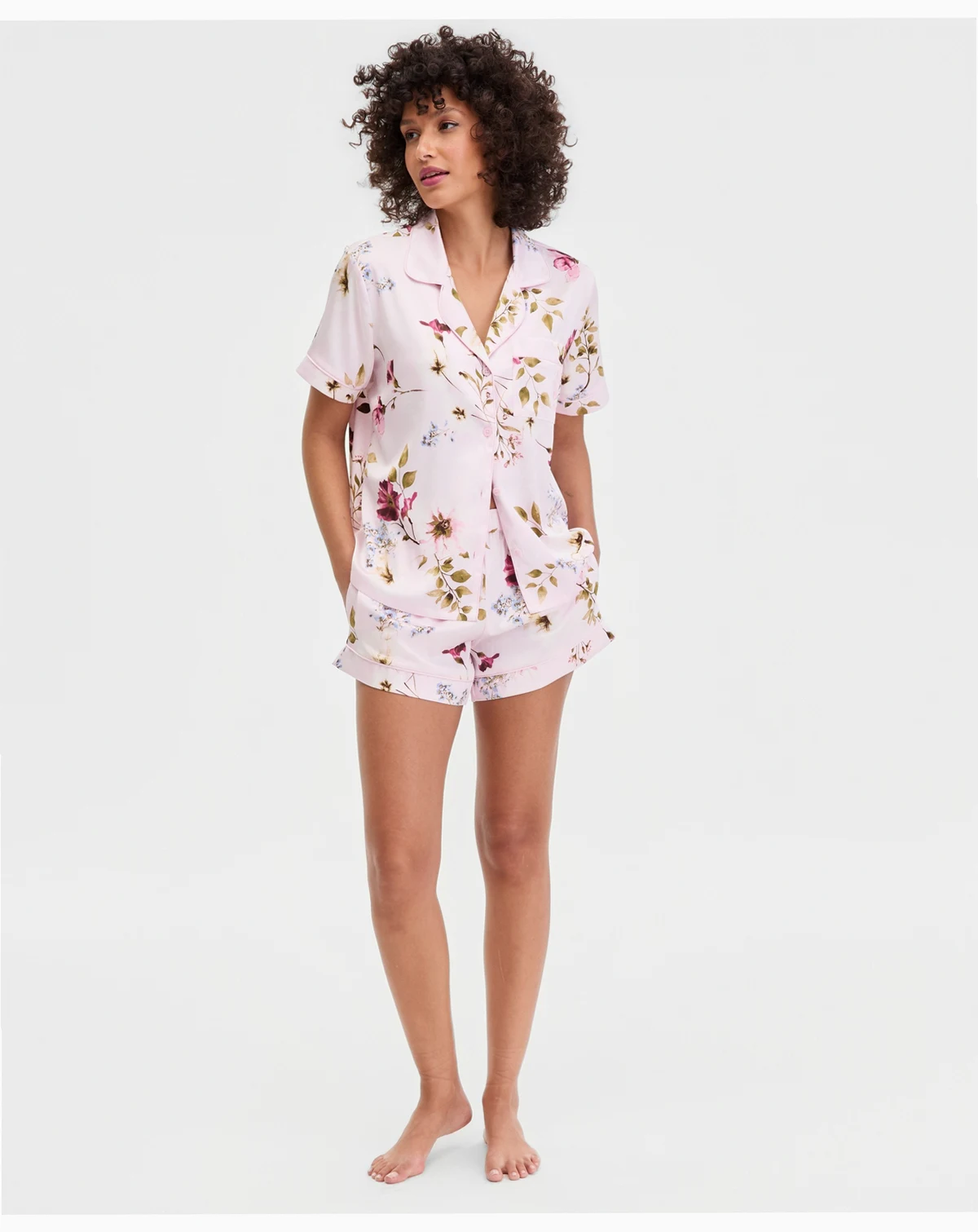 Women's Stretch Satin Short-Sleeve Pajama Set, Exclusively at Macy's