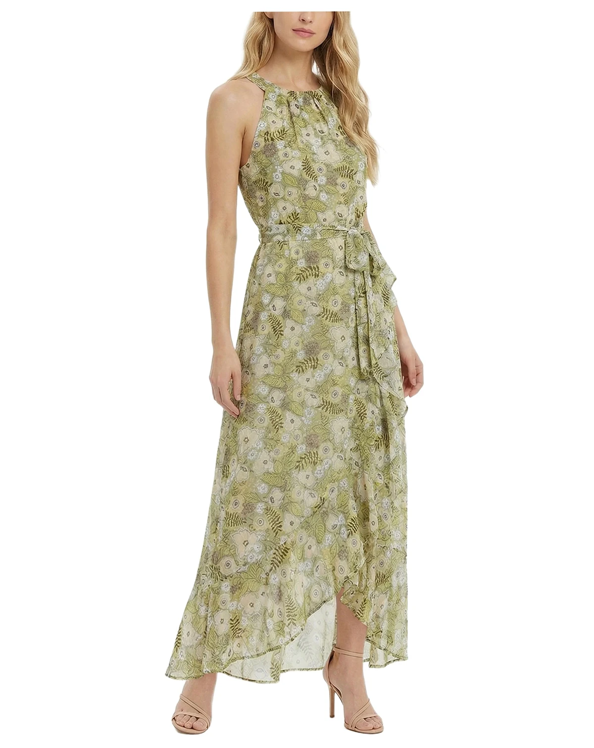 Women's Halter Front Chiffon Maxi Dress
