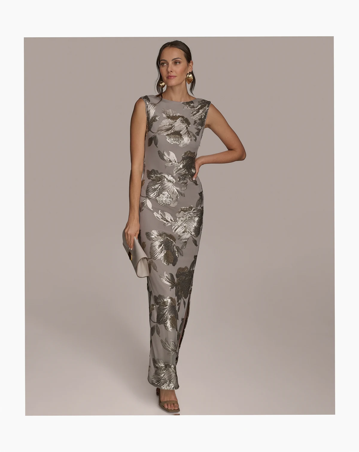 Women's Floral-Sequined Gown