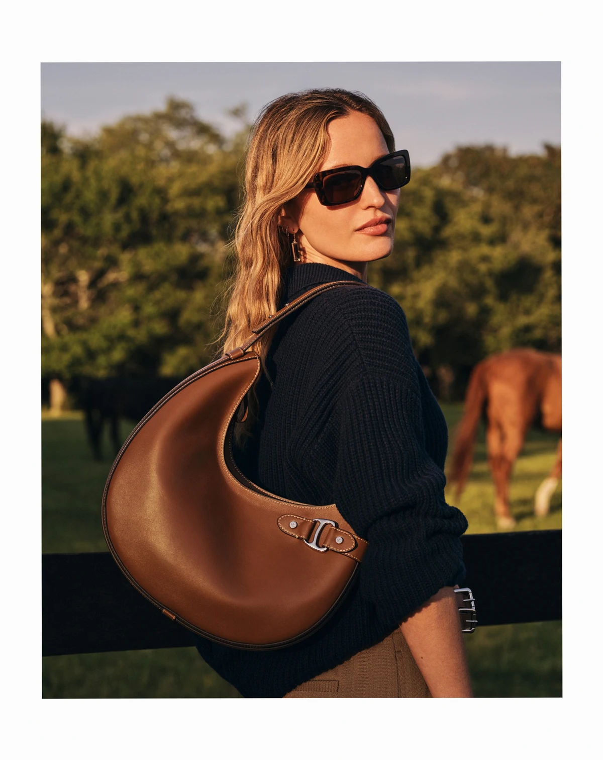 Leather Large Tasha Shoulder Bag