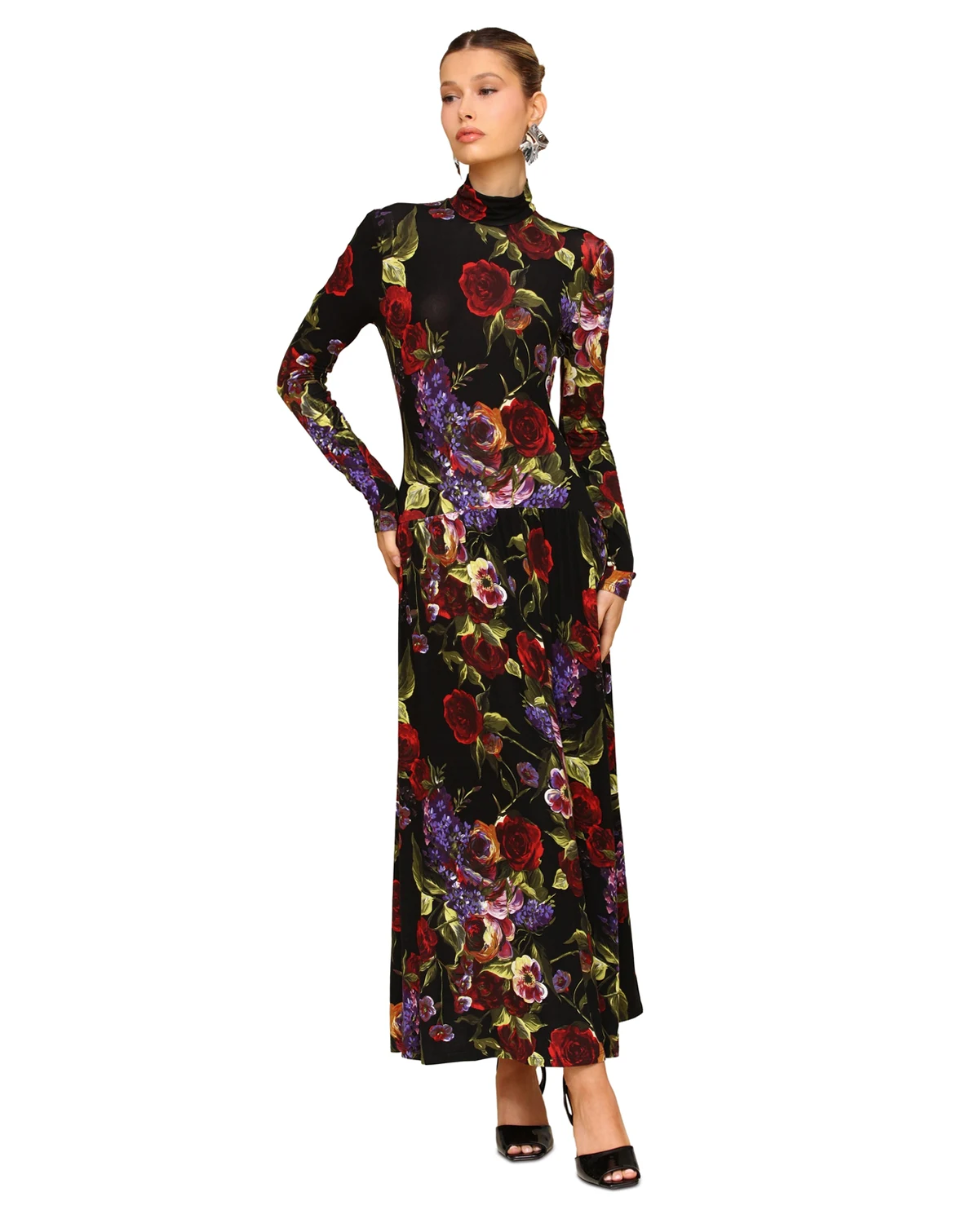 Women's Long Sleeves Printed Maxi Dress
