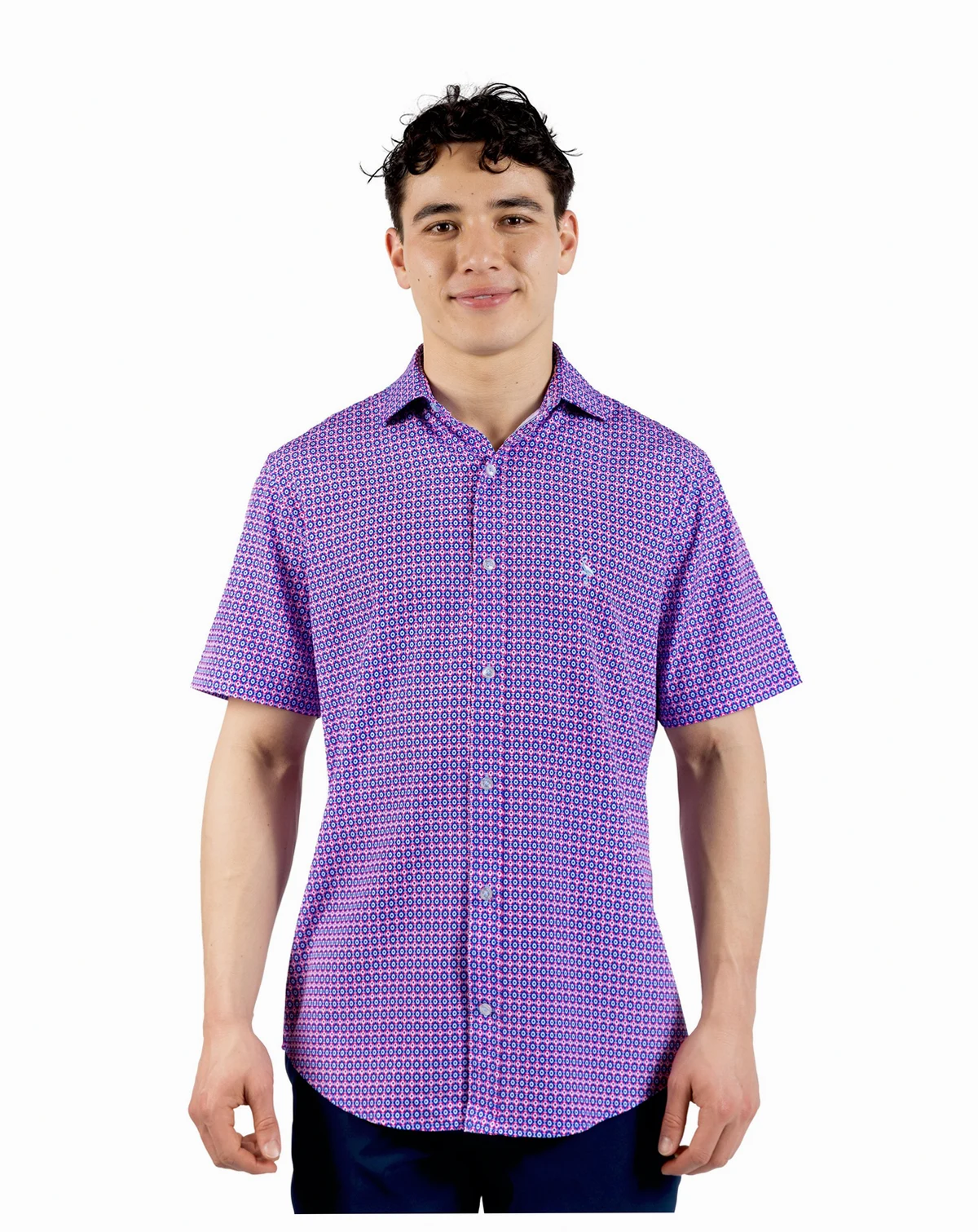 Men's Moroccan Tile Printed Performance Short Sleeve Shirt