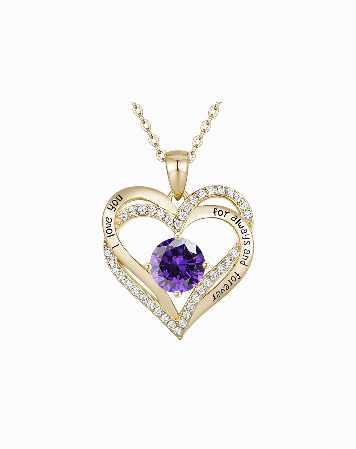 Timeless 14K Gold Plated Heart CZ ''I Love You'' Pendant