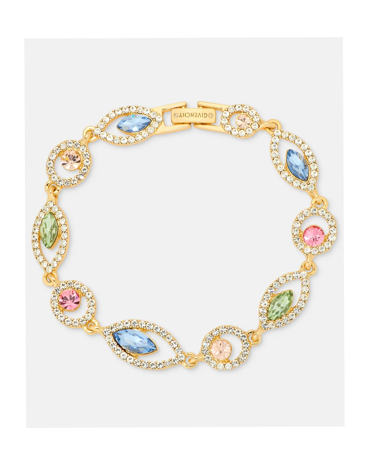 Rhodium Glass Stone Silver-Tone Flex Bracelet