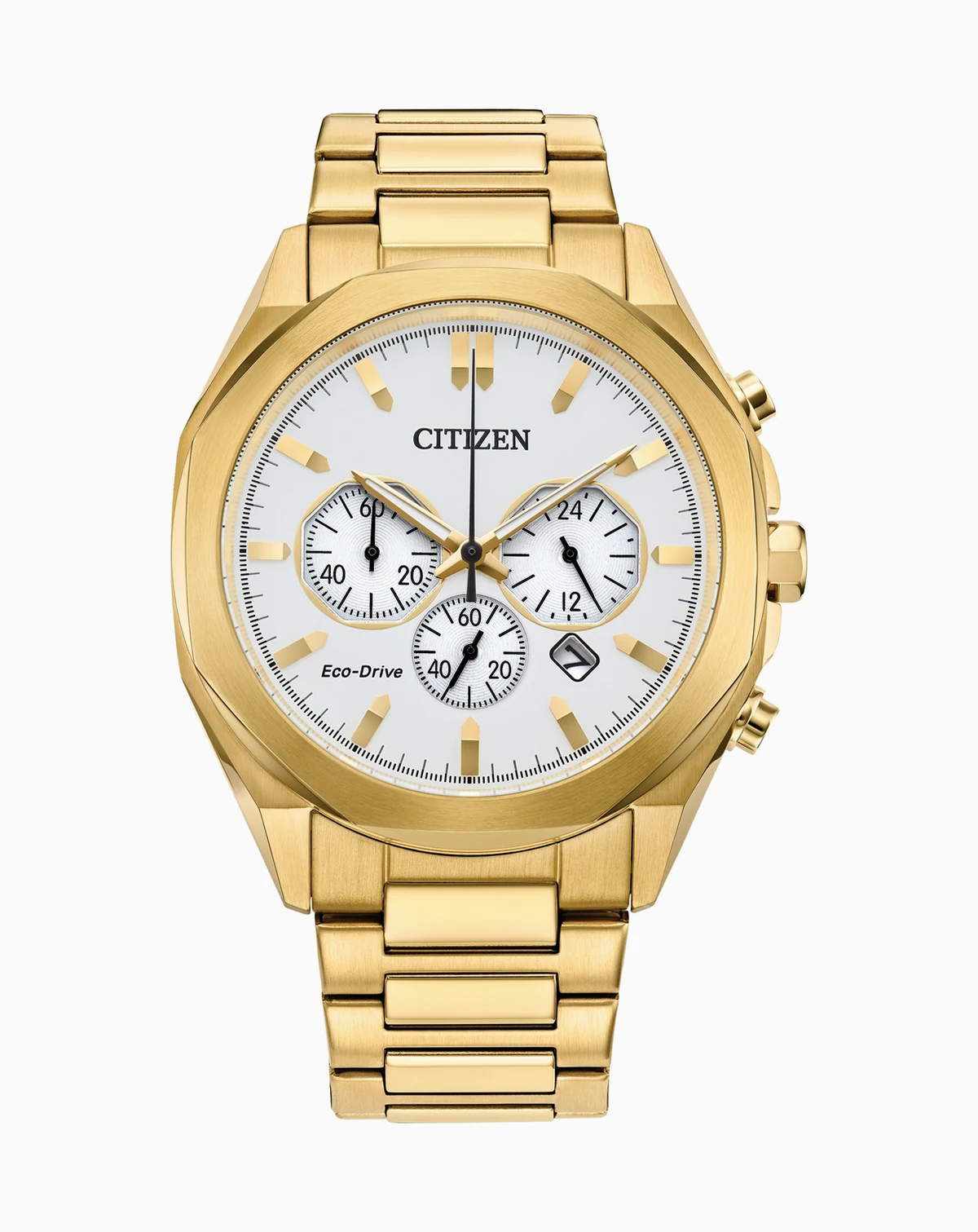 Eco-Drive Men's Chronograph Gold-Tone Stainless Steel Bracelet Watch 41mm