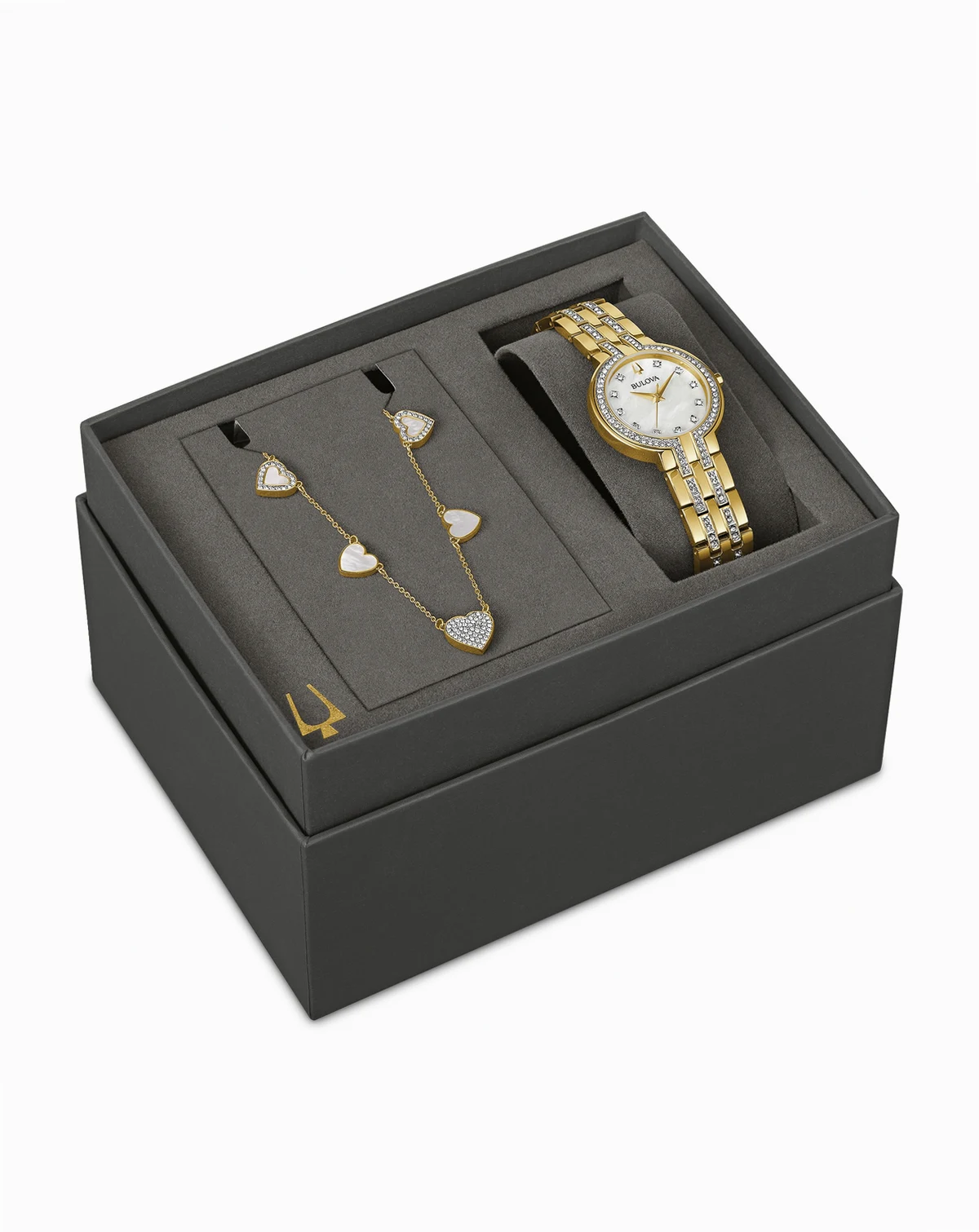 Women's Classic Crystal Gold-Tone Stainless Steel Bracelet Watch 30mm Gift Set