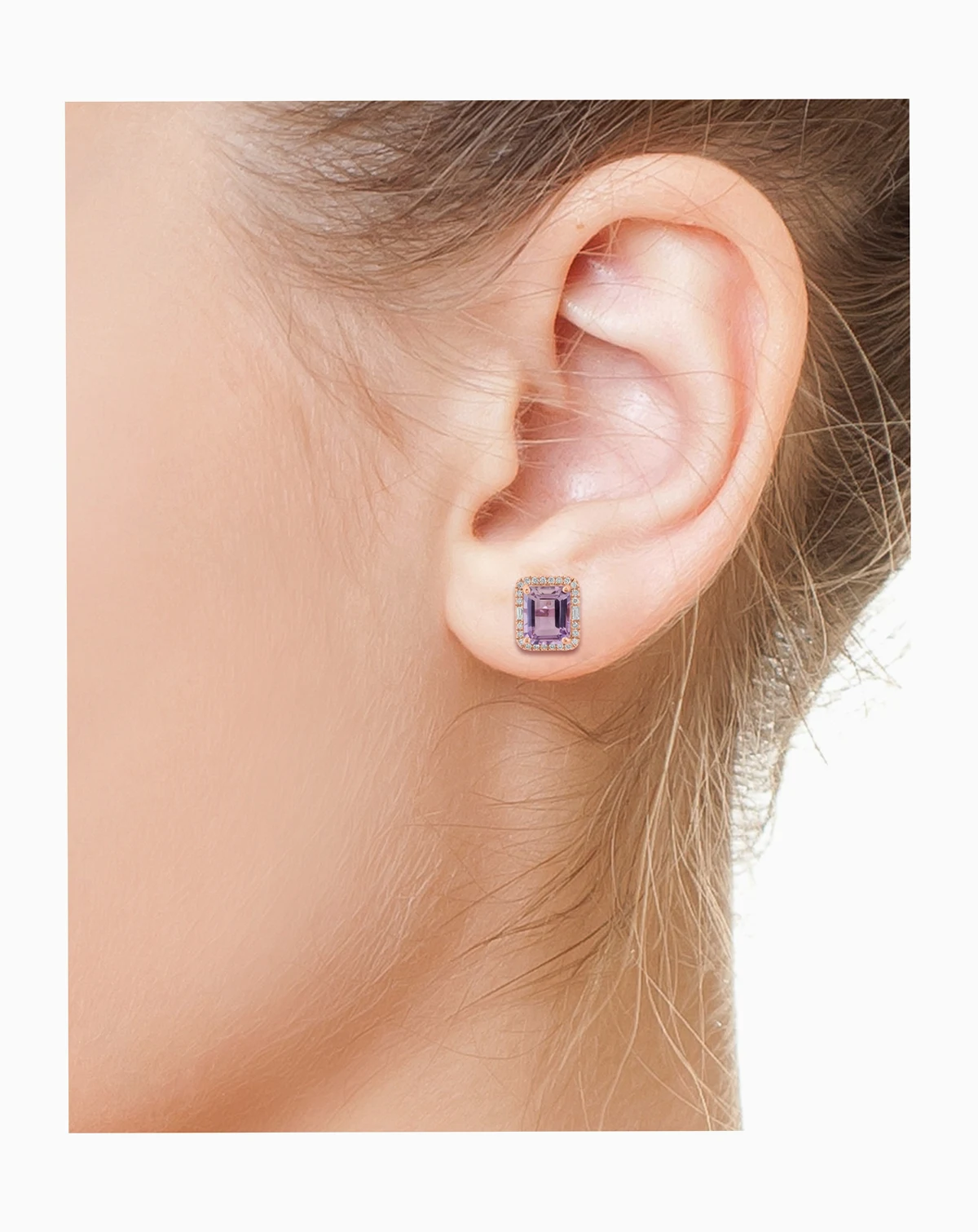 EFFY® Pink Amethyst (5-1/2 ct. t.w.) & Diamond (3/8 ct. t.w.) Halo Stud Earrings in 14k Gold (Also in Additional Gemstones)