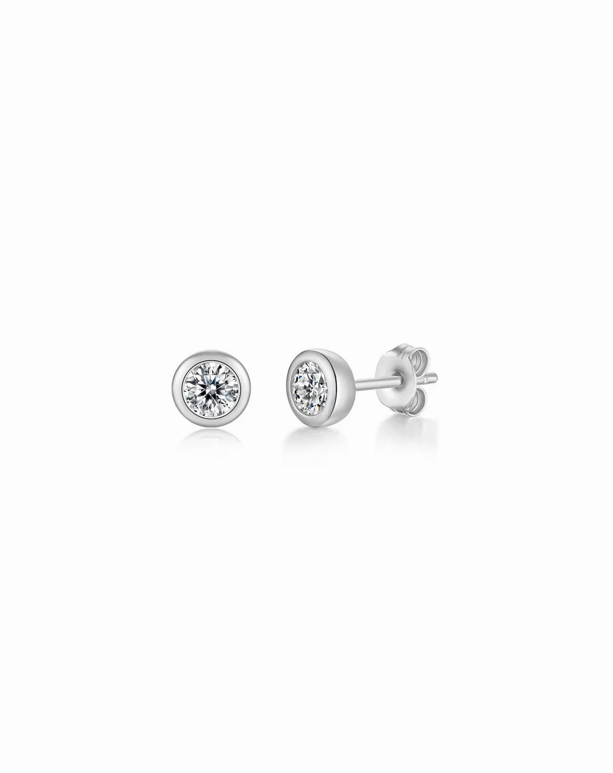 Women's Sterling Silver Lab-Grown Moissanite Stud Earrings