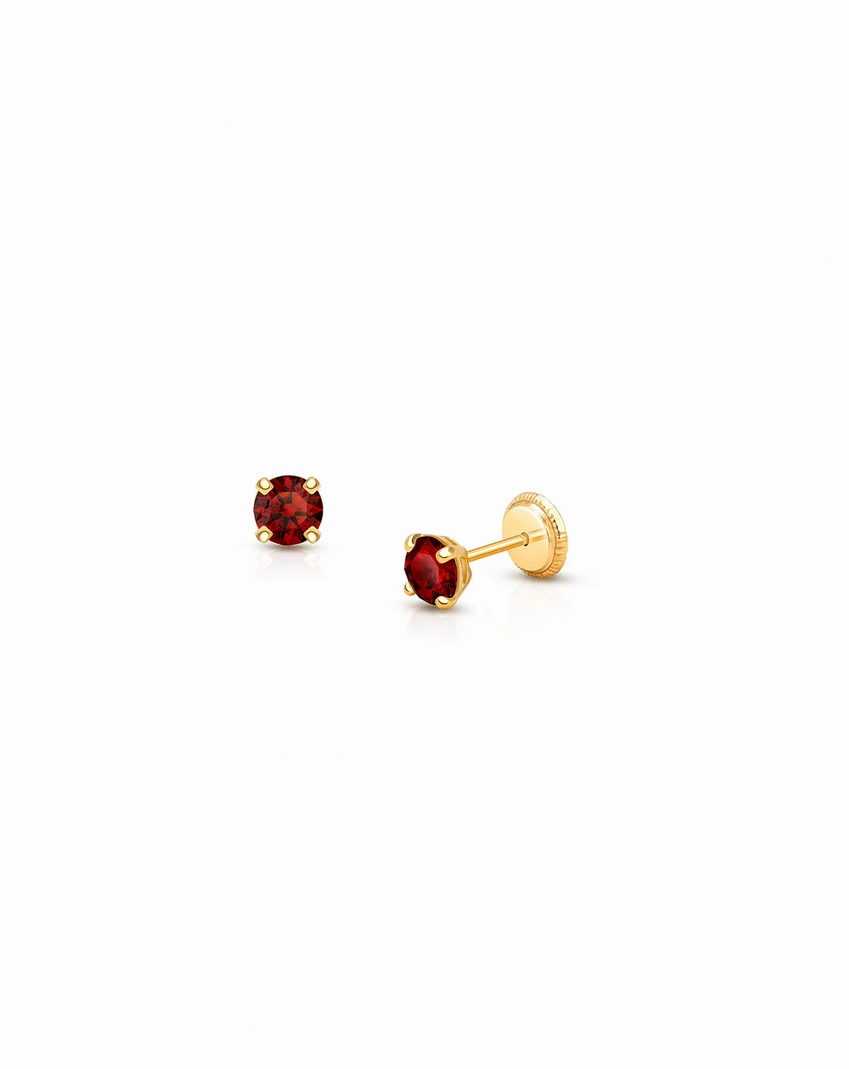 14K Gold Crystal Birthstone Studs Screw Back Earrings