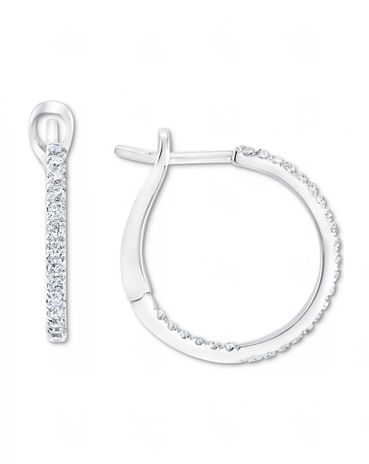 Diamond In & Out Hoop Earrings (1/4 ct. t.w.) in 10K White Gold