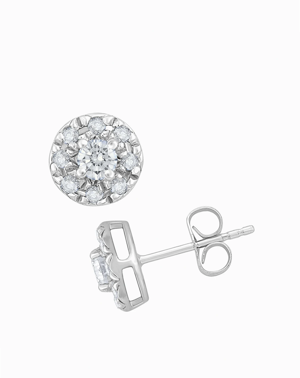 Diamond Round Shape Halo Stud Earrings (1/4 ct. t.w.) in 10k White Gold