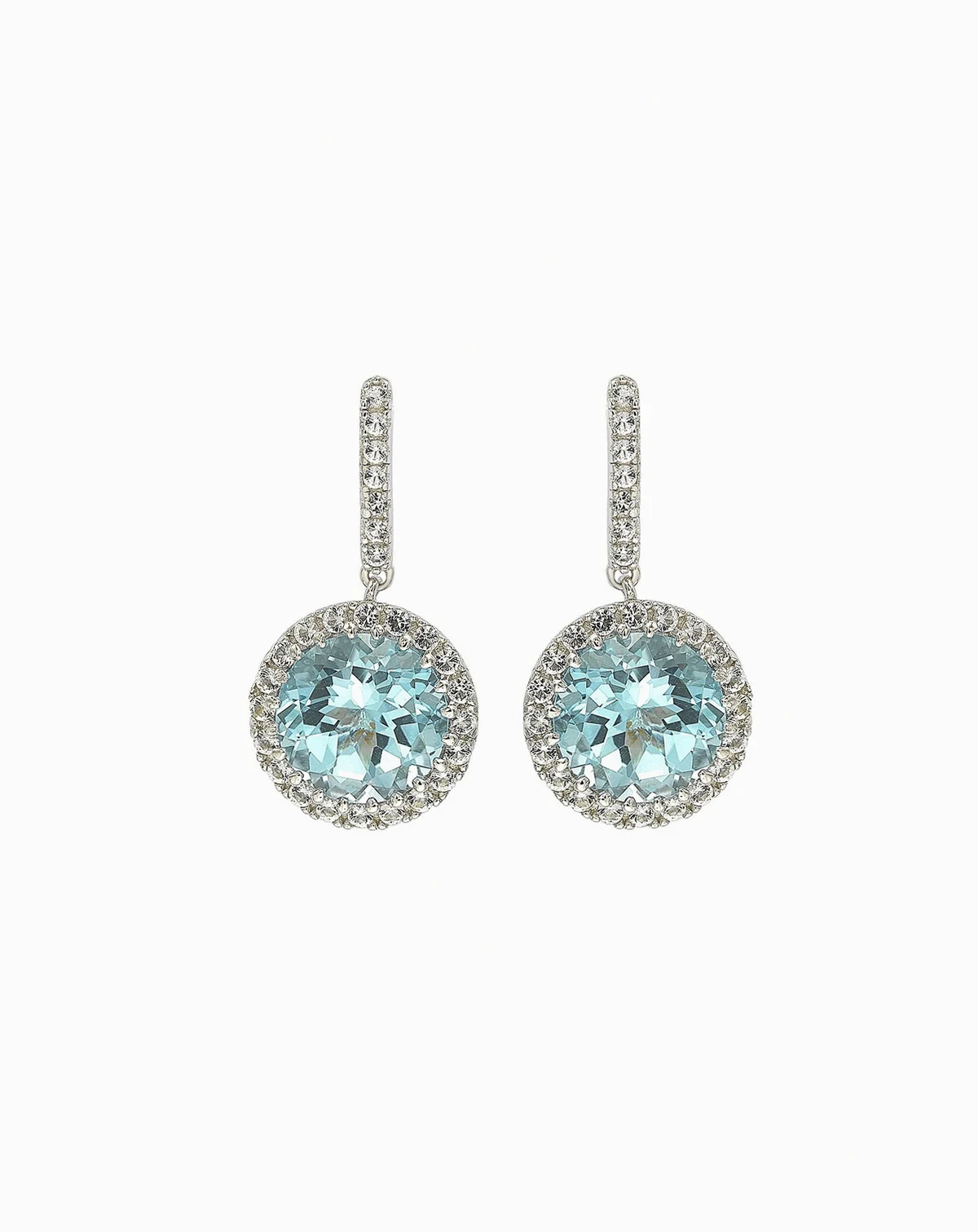 Suzy Levian Sterling Round Cut Topaz And Topaz Drop Earrings