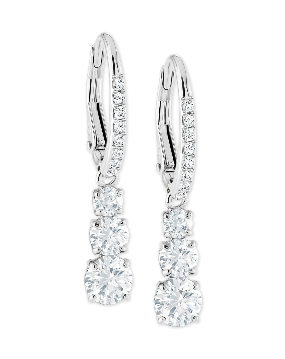 Silver-Tone Crystal Drop Earrings