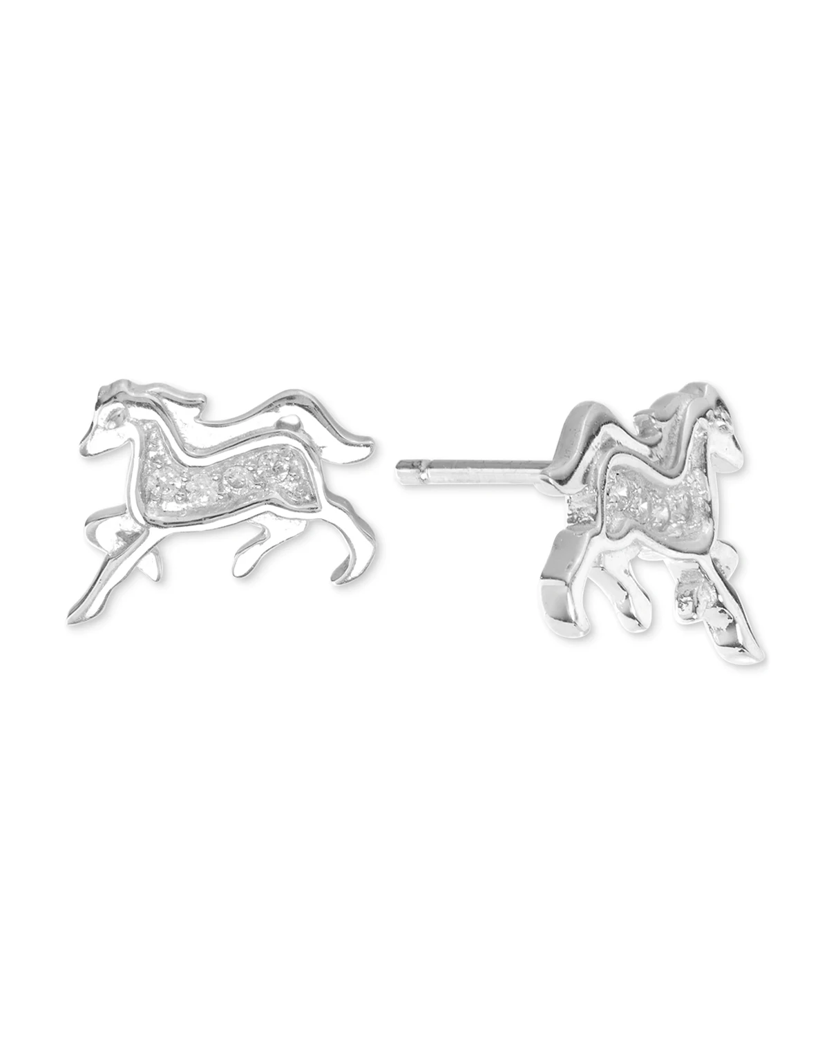 Cubic Zirconia Horse Stud Earrings (1/10 ct. t.w.) in Sterling Silver