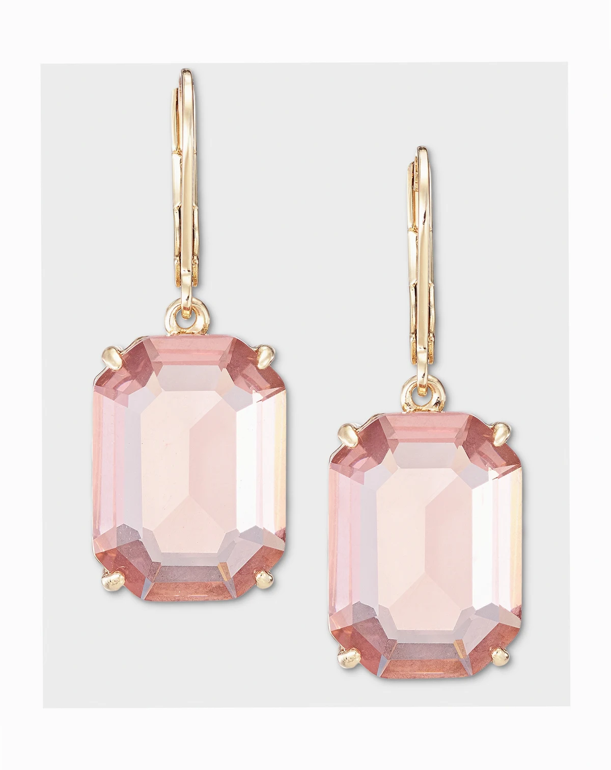 Glass Stone Gold-Tone Drop Earrings