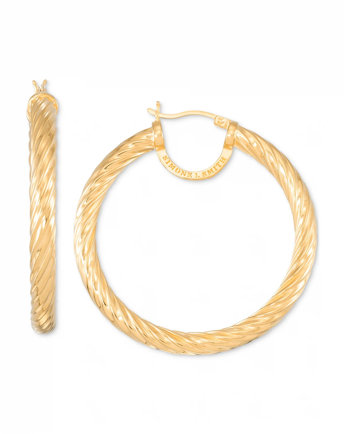 Rope Hoop Earrings in 18k Yellow Gold Over Sterling Silver (45mm)