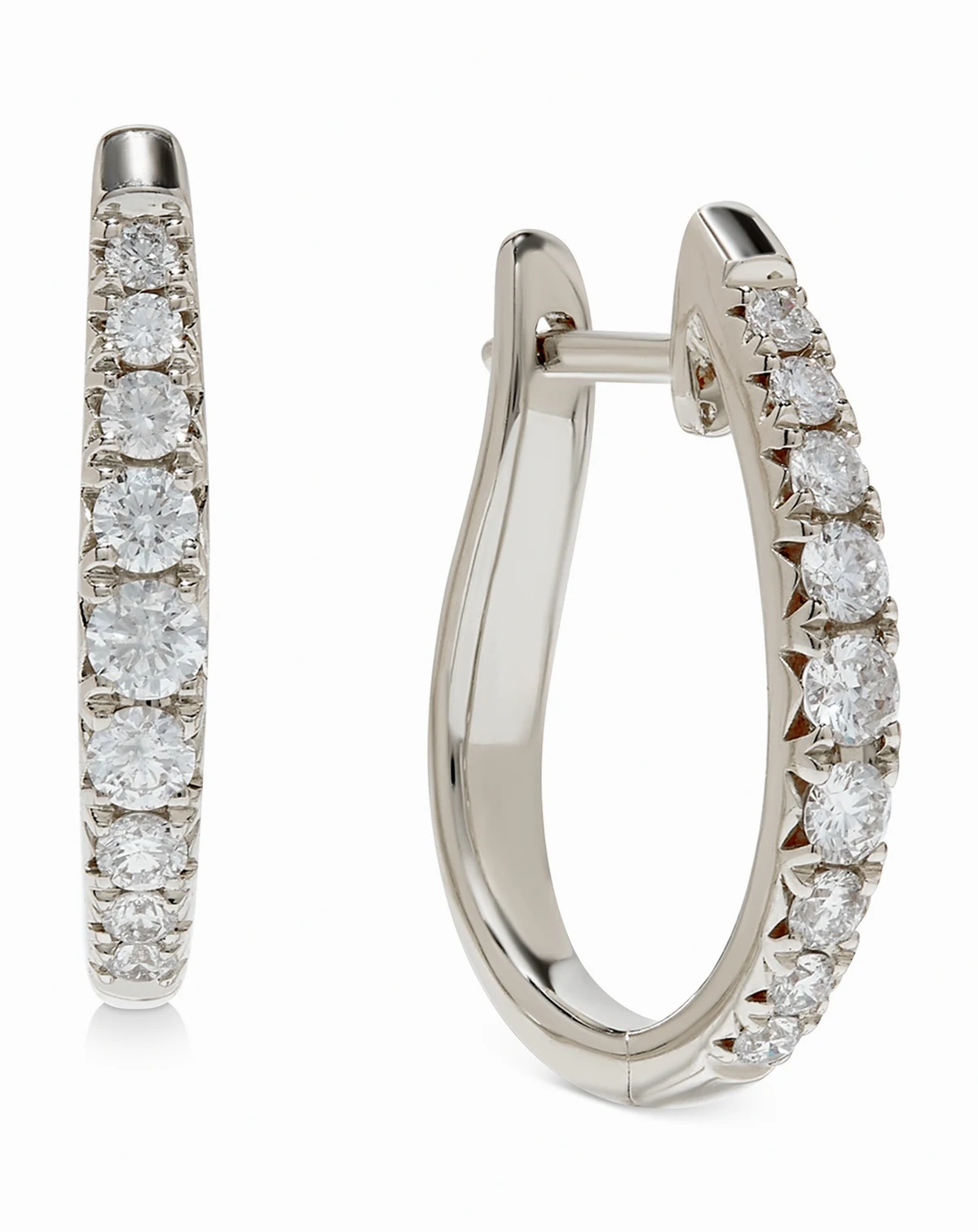 Diamond Oval Graduated Hoop Earrings (3/4 ct. t.w.) in 14k White or Yellow Gold