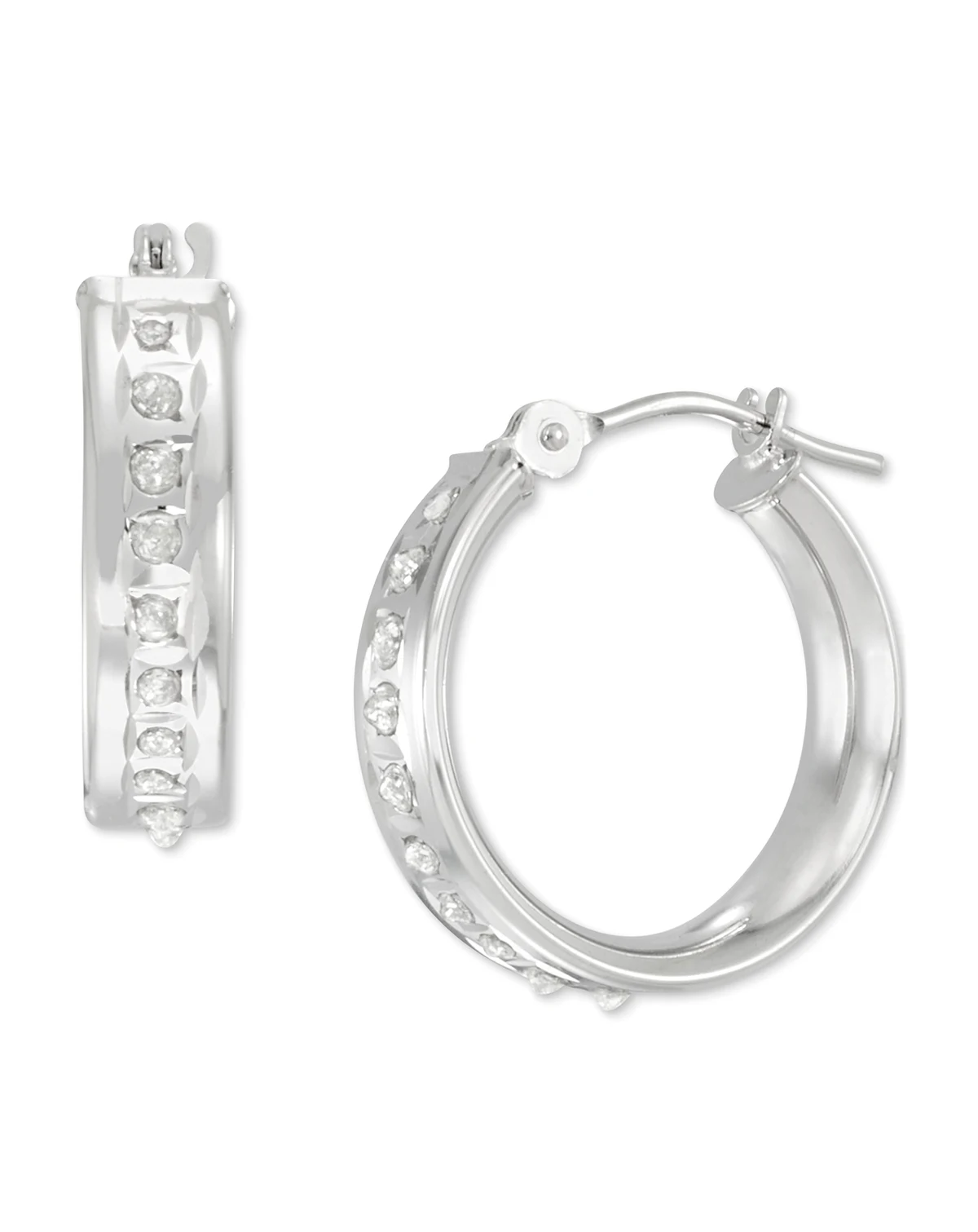 Diamond Accent Fascination Hoop Earrings in 10k White Gold (5/8")