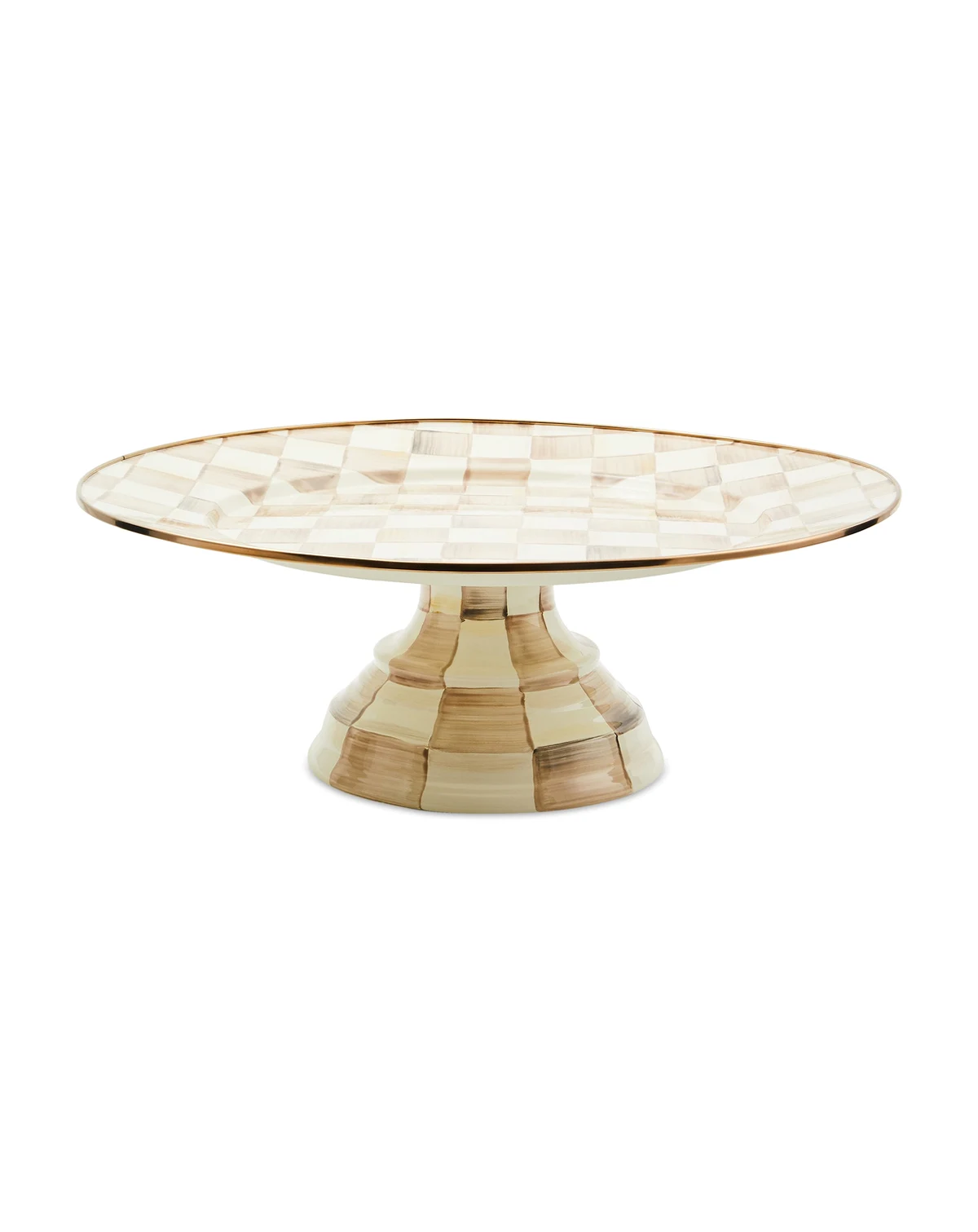 Mocha Check Small Pedestal Platter