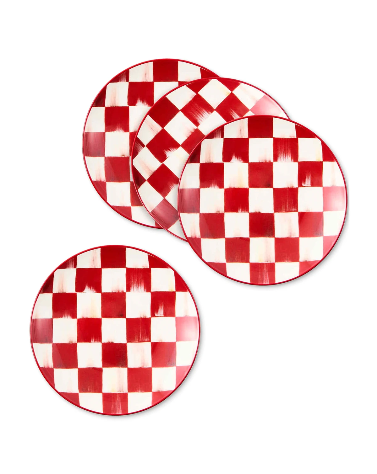 Cherry Check Appetizer Plates, Set of 4