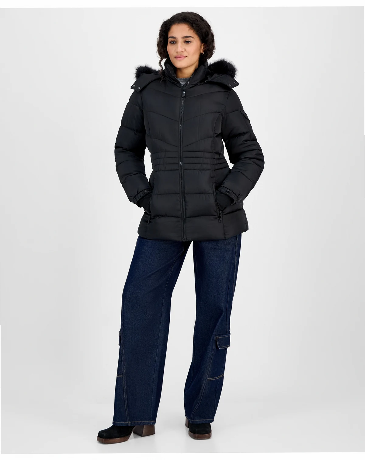 Women's Hooded Zip-Front Puffer Coat