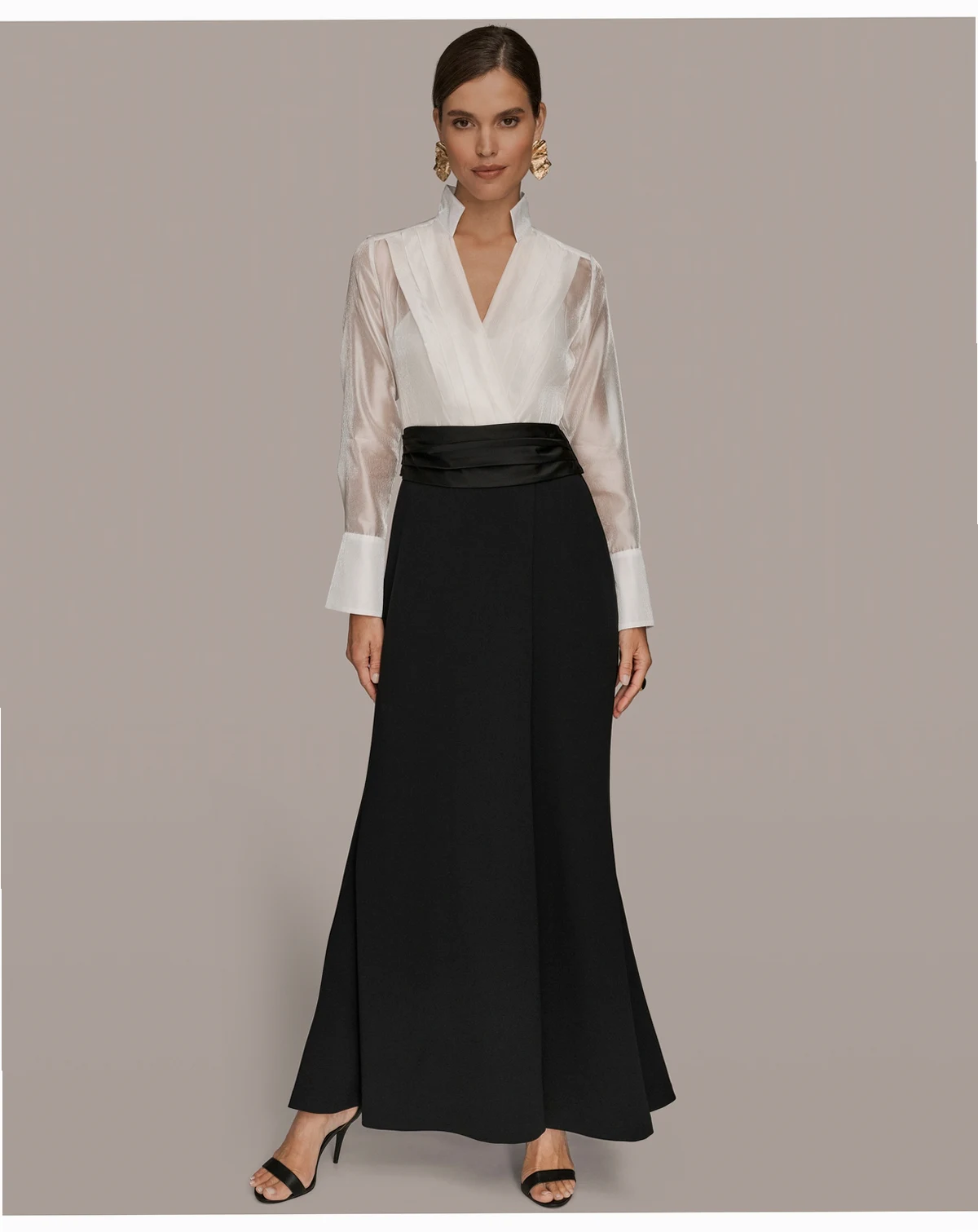 Women's V-Neck Long-Sleeve Ball Gown