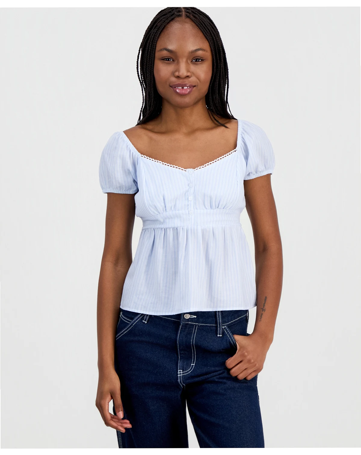 Juniors' Cotton Babydoll Top