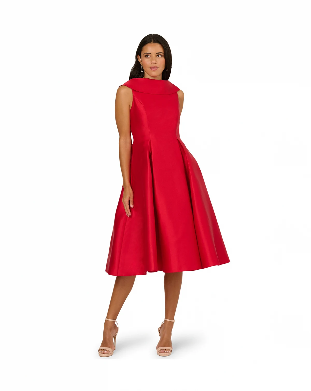 Women's Boat Neck Sleeveless Fit & Flare Dress