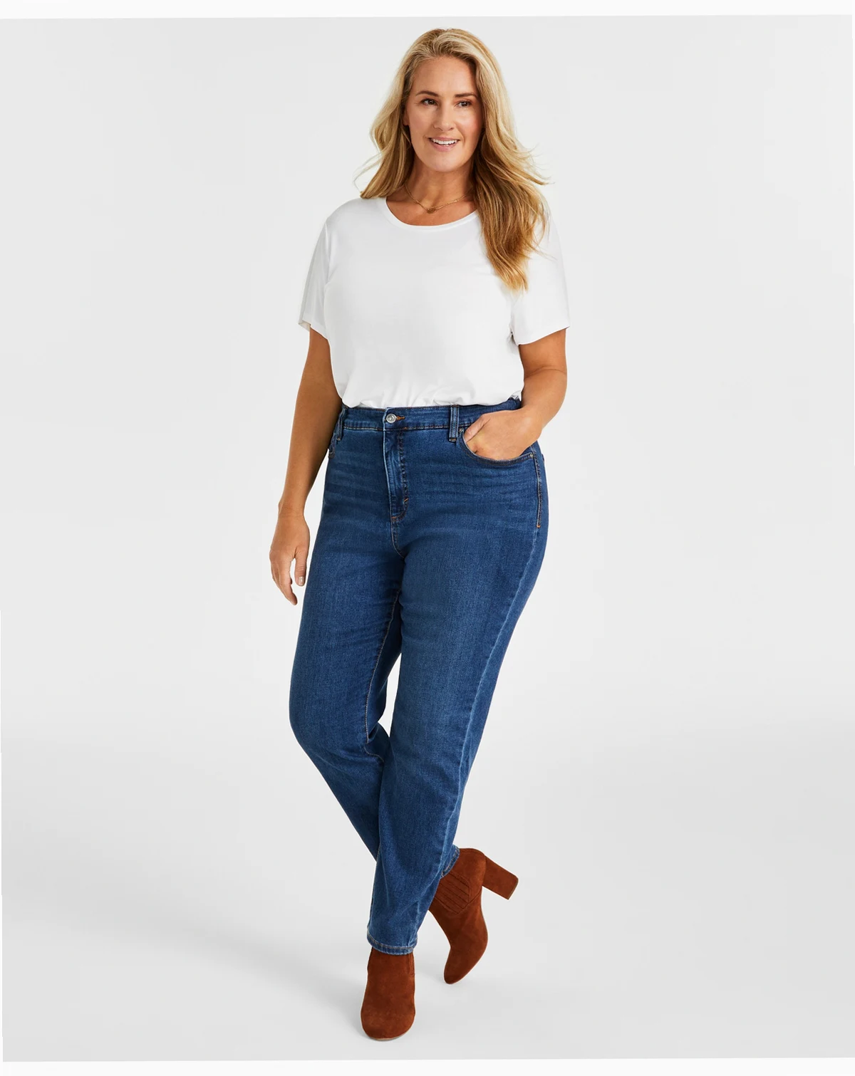 Plus Size High-Rise Straight-Leg Jeans, Exclusively at Macy's