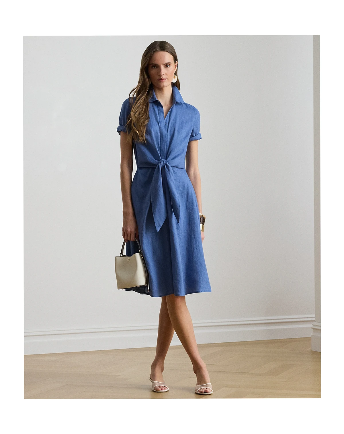 Petite Tie-Front Linen Shirtdress