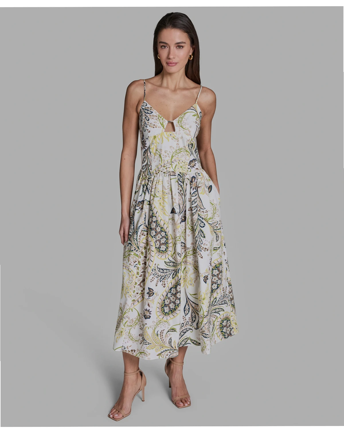Women's Paisley Spaghetti Strap Midi Dress