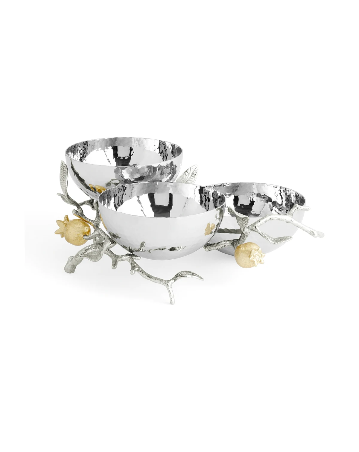Pomegranate Silver and Gold Triple Bowl