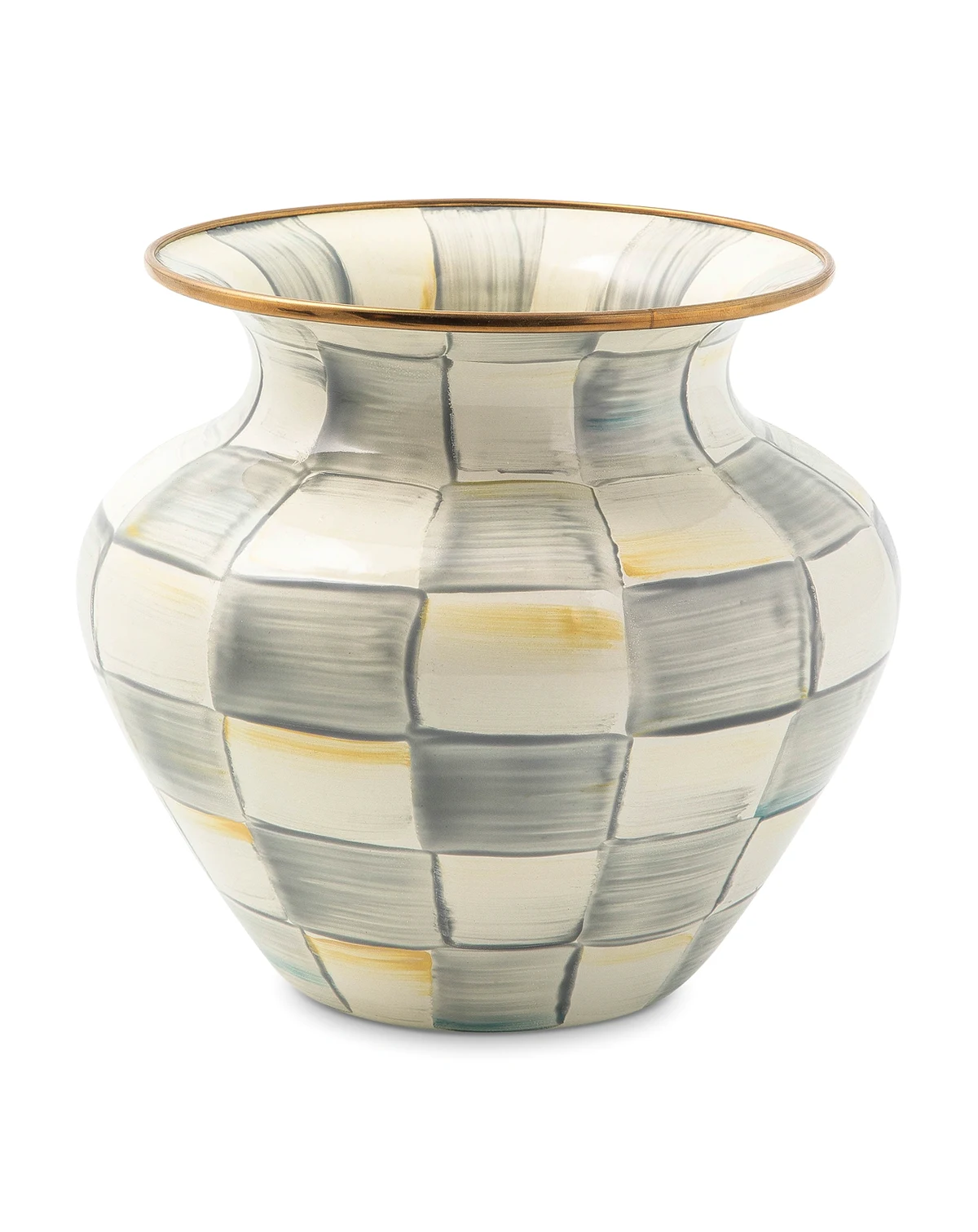 Sterling Check Enamel Large Vase