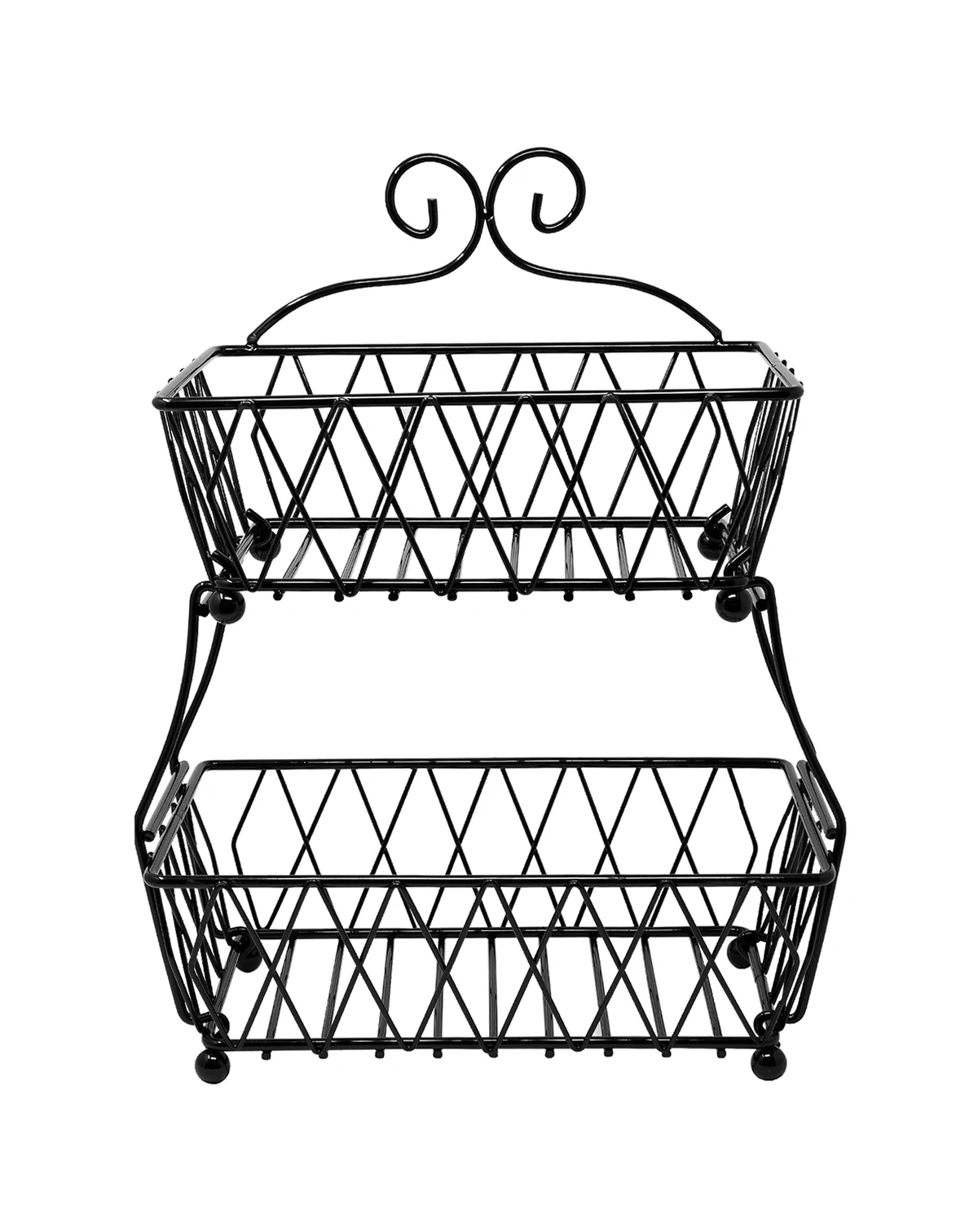 2-Tier Wire Bread Basket Stand - for Kitchen Countertop Organization & Display Rack, Fruit & Bread Basket